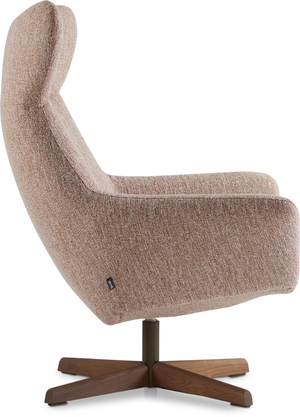 Fauteuil Joe roze met houten draaivoet Dyyk 4